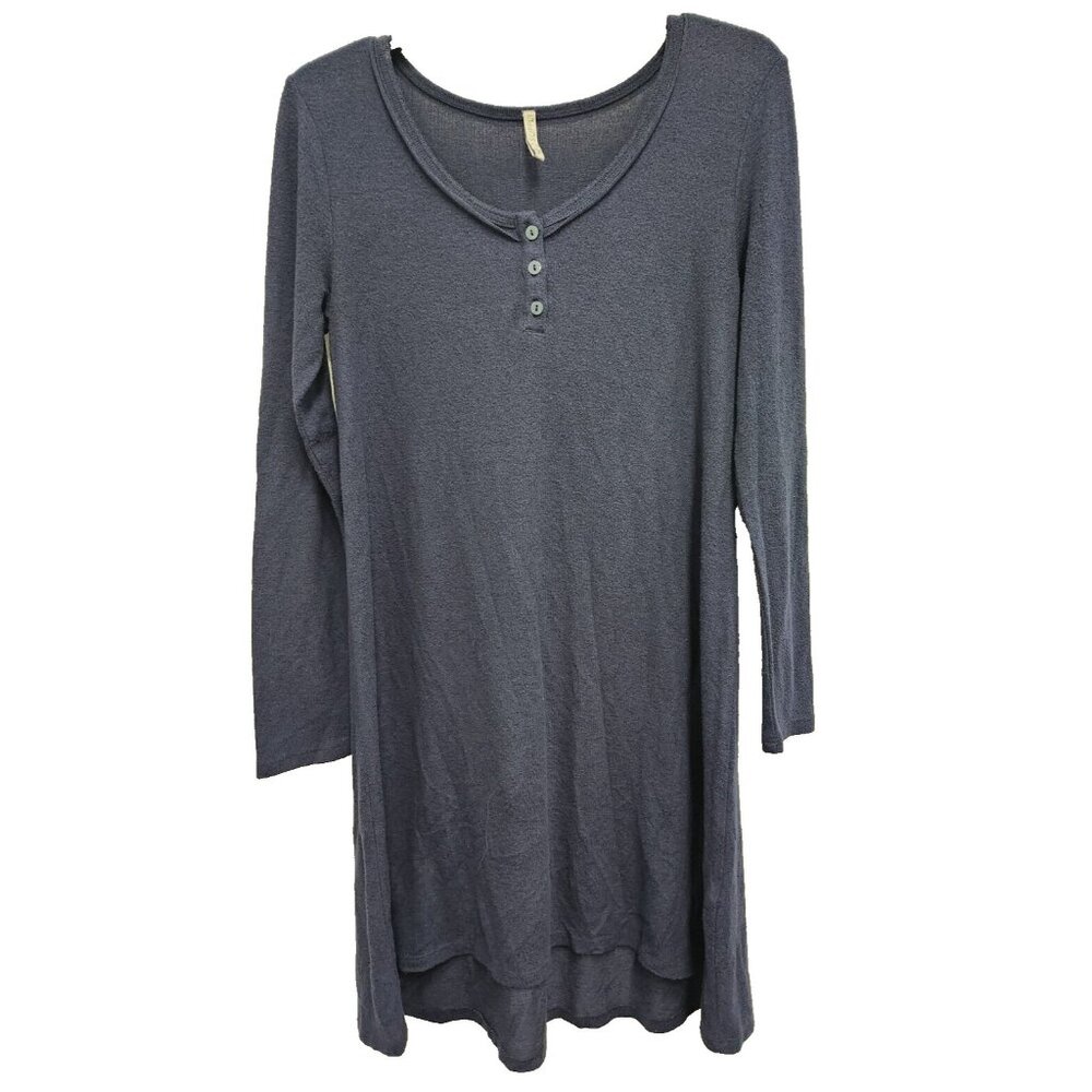 Z Supply Womens Sweater Dress Small Blue Henley Long Sleeve Loungewear Casual